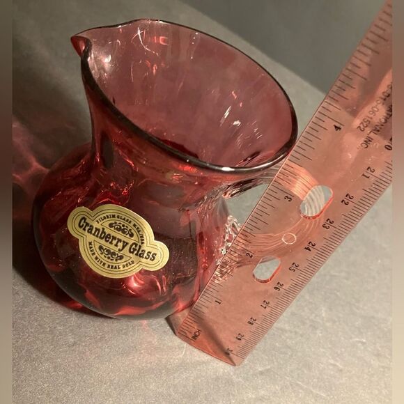 Pilgrim Glass Vintage Cranberry Glass Pitcher - Picture 8 of 11